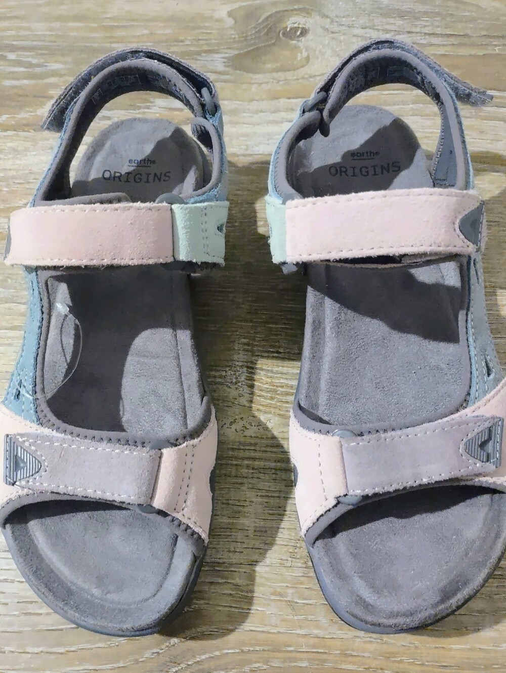 New Origins Pink and Light Grey Adjustable Sport Sandals Sz 6 1/2